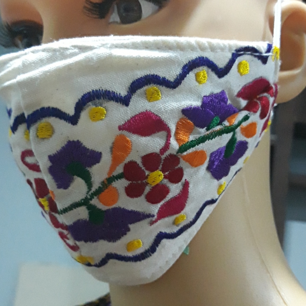 Mexican Embroidered Face Mask - Picture 2 of 3